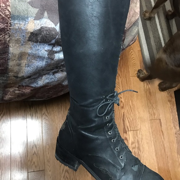 Ed Hardy knee high boots - Picture 2 of 9